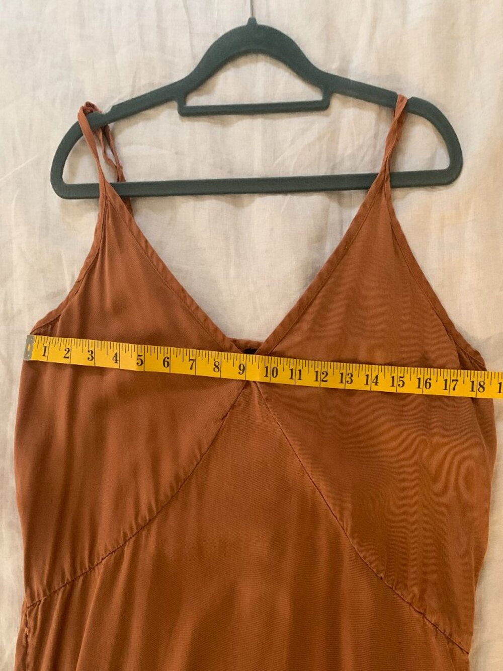 Quince Rust-Brown V-Neck Maxi Slip Dress - Picture 3 of 6